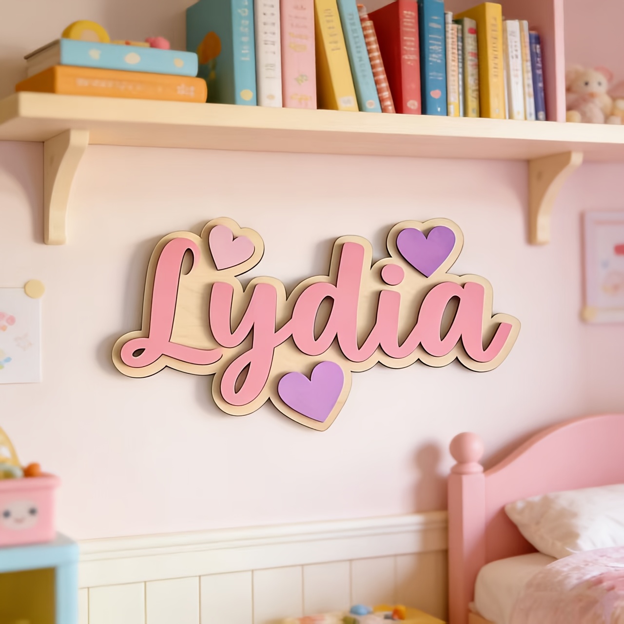 Personalized Gradient Heart Na - Baby Nursery Name Sign reseña y precio
