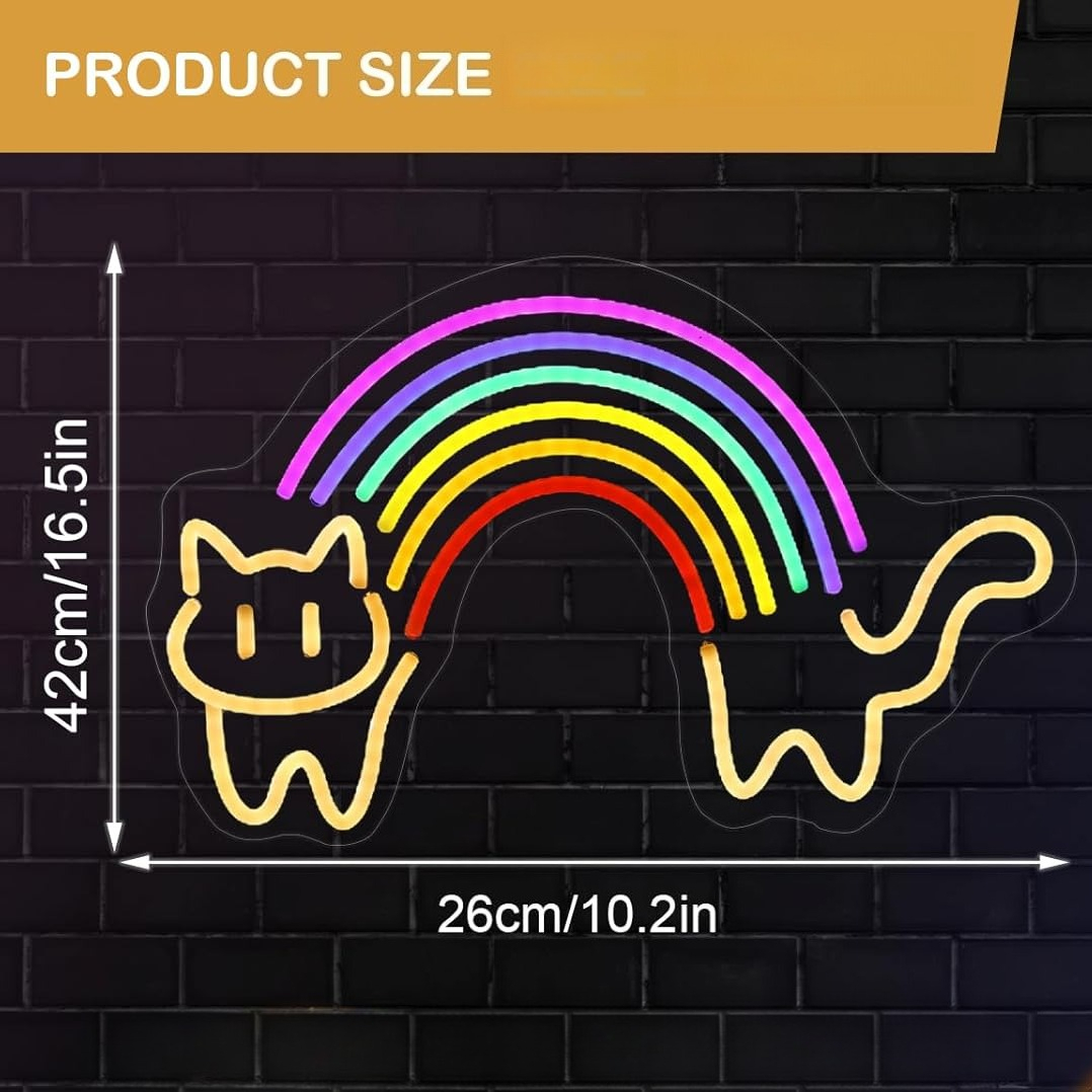 Rainbow Cat Neon Sign Cute Cat - Baby Nursery Wall Lights reseña y precio