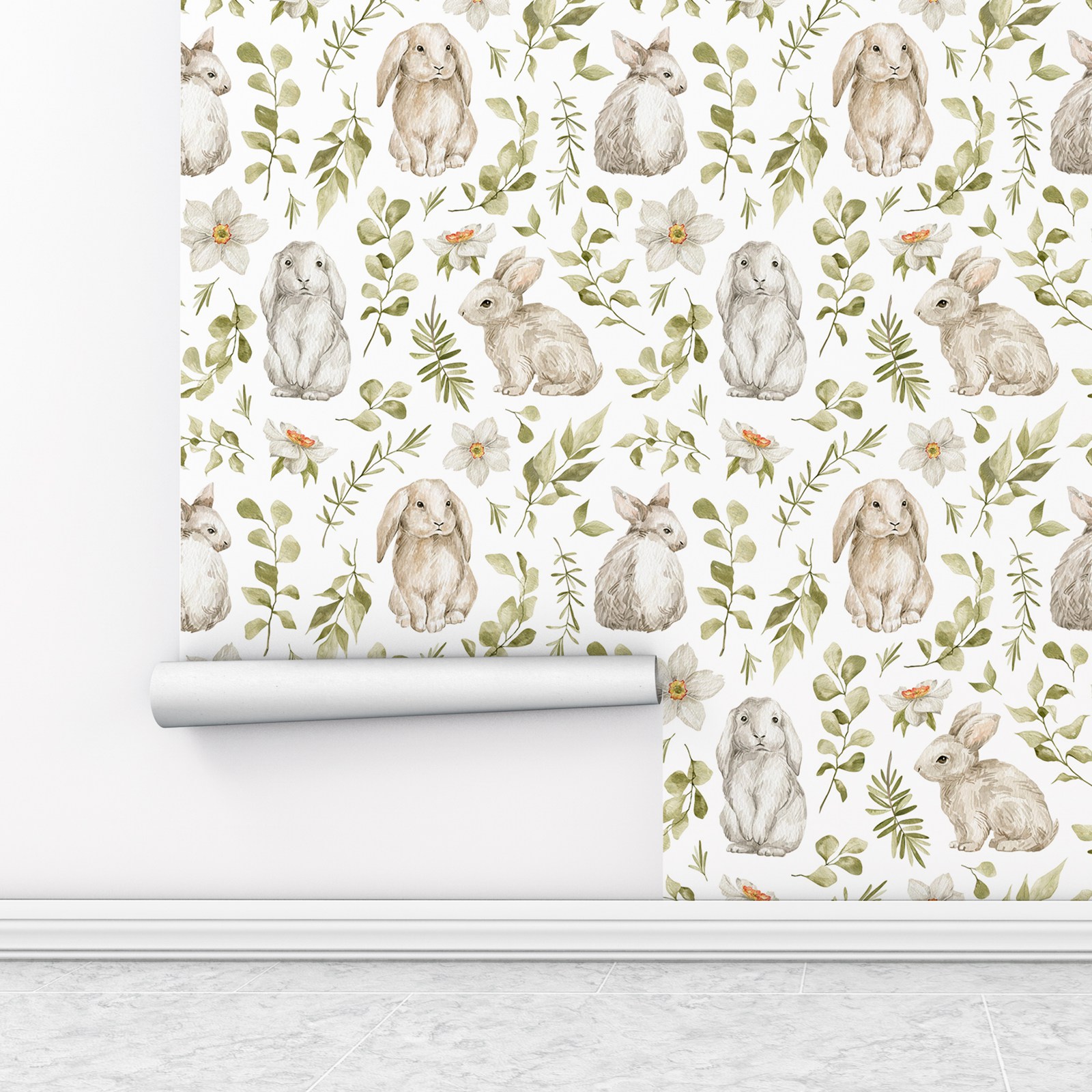 Bunny Wallpaper Kids Room Wall - Baby Nursery Water reseña y precio