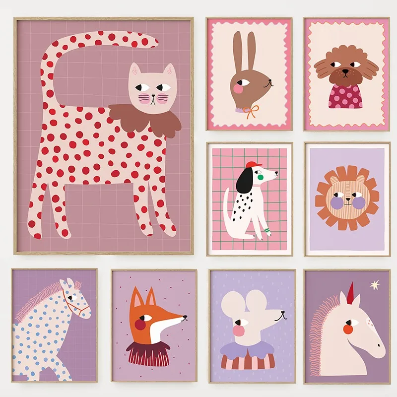 Cartoon Cute Animals Illustrat - Baby Nursery Wall Art reseña y precio