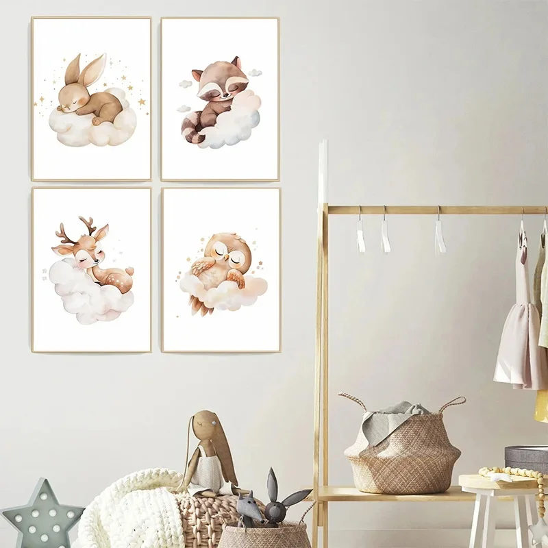 Cartoon Cloud Animal Canvas Pa - Baby Nursery Frames reseña y precio