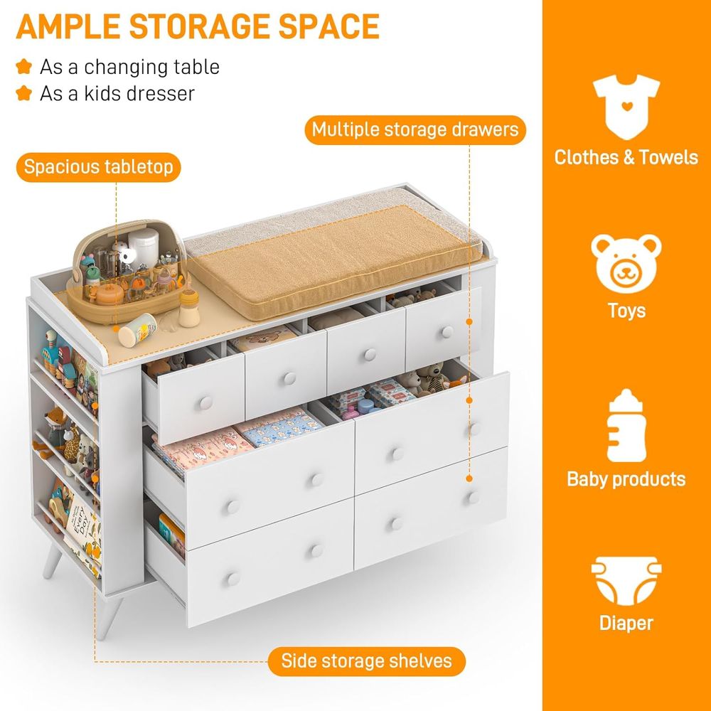 Children's 8-Drawer Dresser, N - Baby Nursery Table reseña y precio