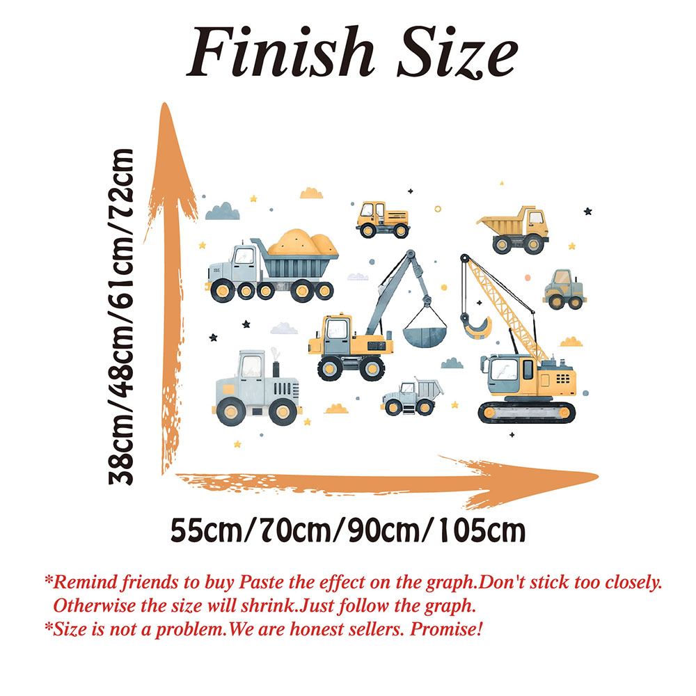 Cartoon Excavator Vehicles Set - Baby Nursery Wall Mural reseña y precio