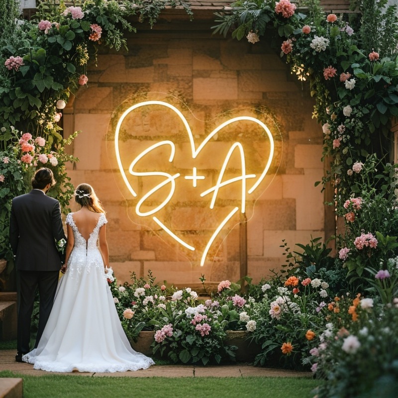 Custom Initials Heart LED Neon - Baby Nursery Name Sign reseña y precio