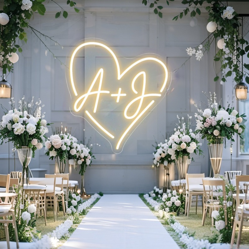 Custom Initials Heart LED Neon - Baby Nursery Name Sign reseña y precio