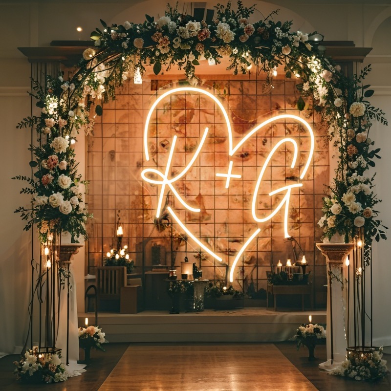 Custom Initials Heart LED Neon - Baby Nursery Name Sign reseña y precio
