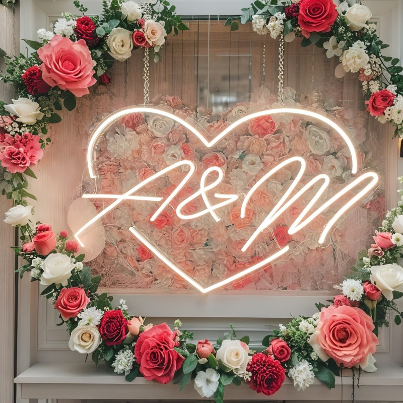 Custom Initials Heart LED Neon - Baby Nursery Name Sign reseña y precio
