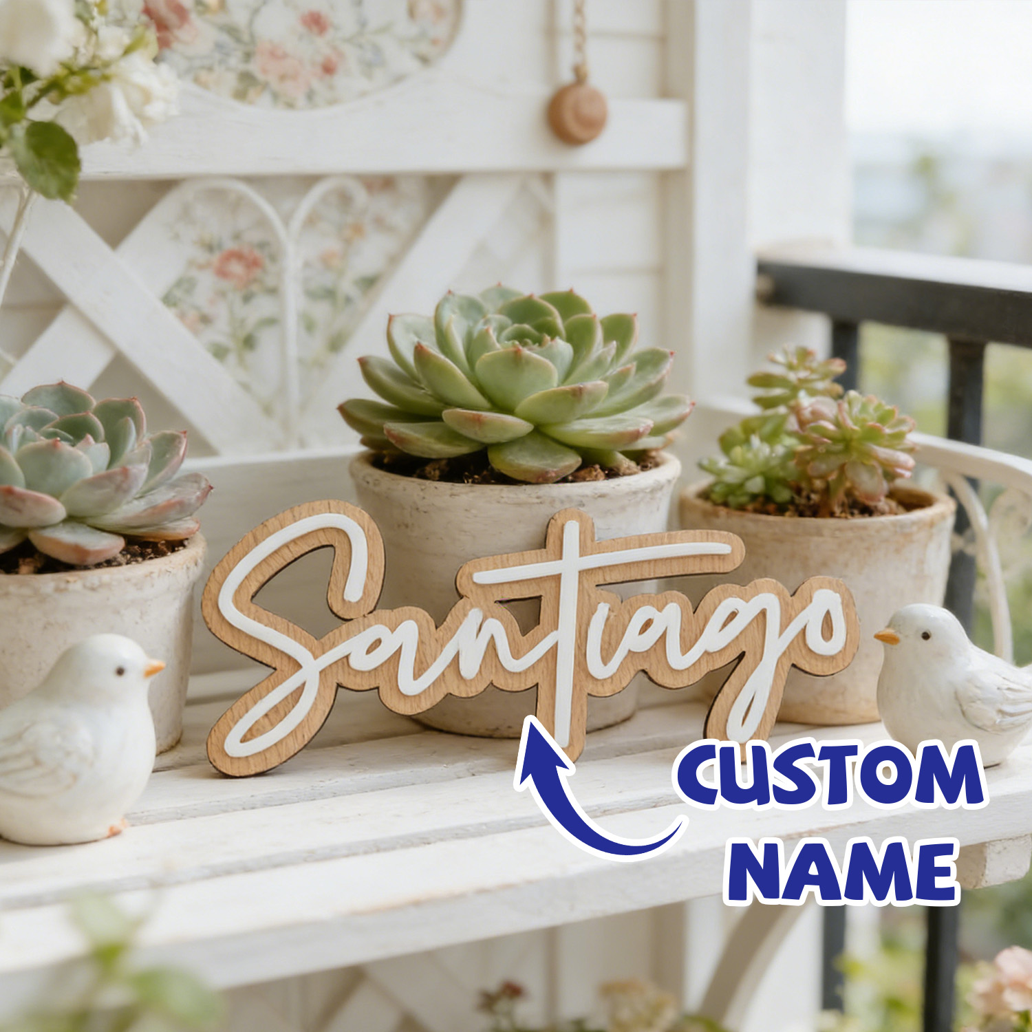 1Pc Custom Name Cute White Woo - Baby Nursery Gifts reseña y precio