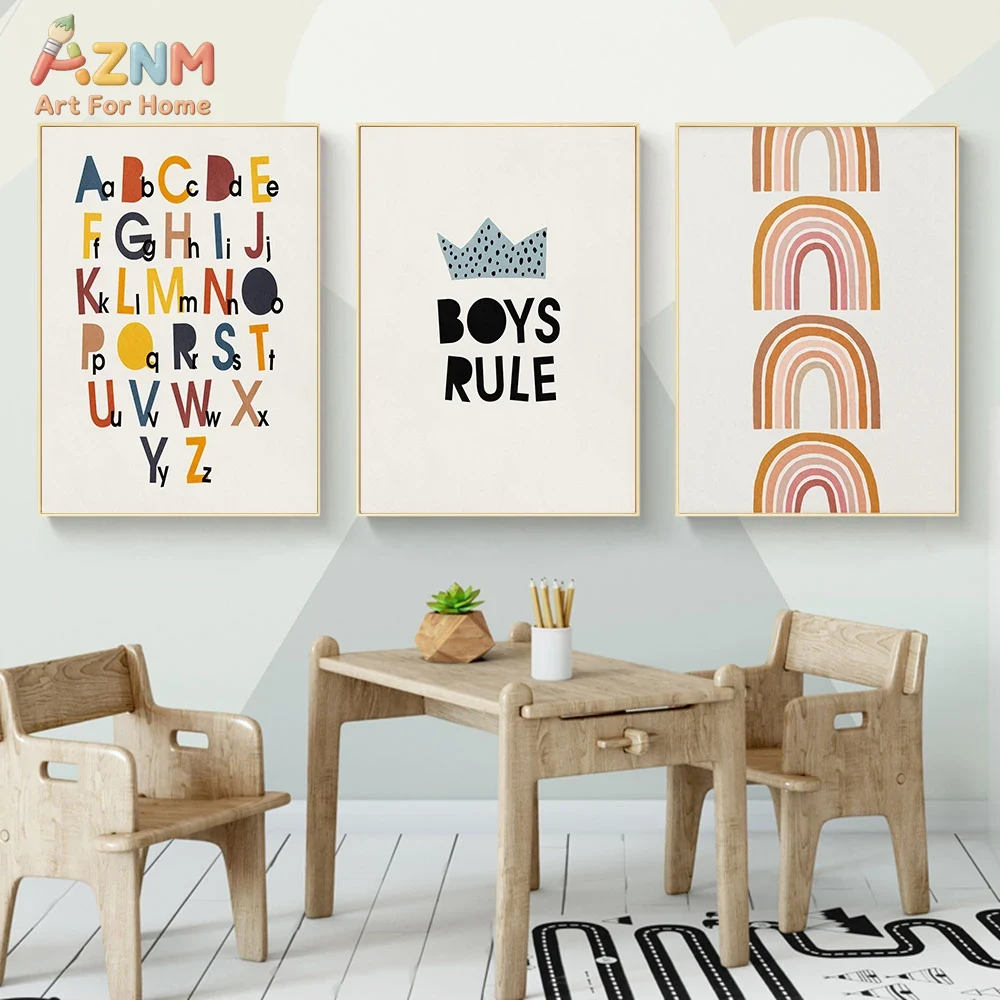 Rainbow Alphabet Poster Educat - Baby Nursery Kids reseña y precio