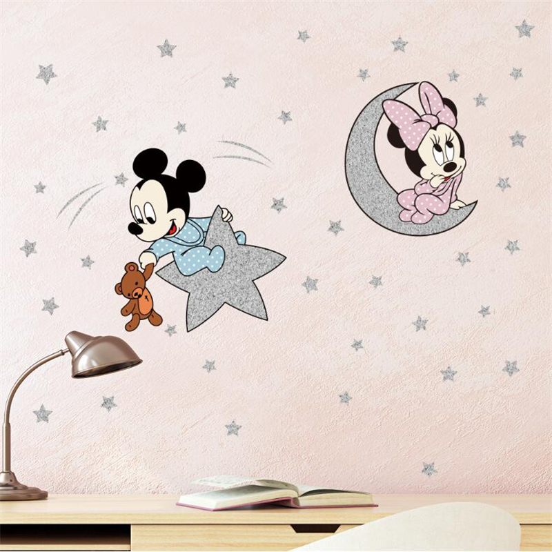 Cartoon Mickey Minnie Mouse Ba - Baby Nursery Wall Mural reseña y precio
