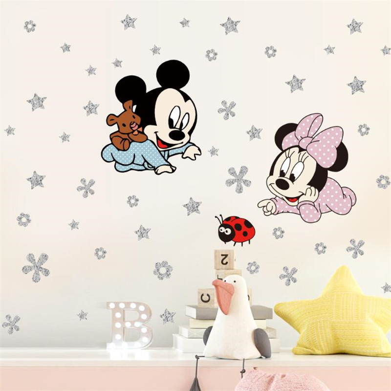 Cartoon Mickey Minnie Mouse Ba - Baby Nursery Wall Mural reseña y precio