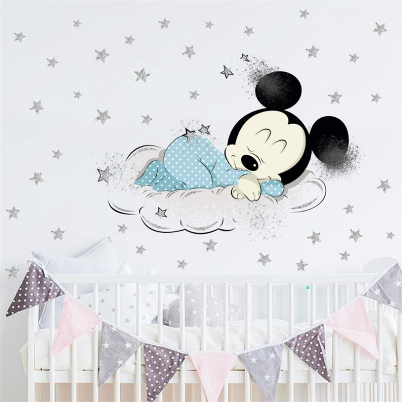 Cartoon Mickey Minnie Mouse Ba - Baby Nursery Wall Mural reseña y precio