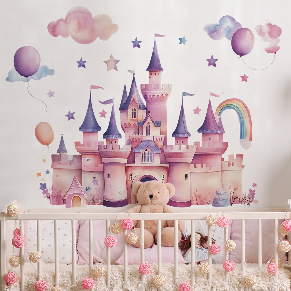 Pink Castle Wall Stickers Clou - Baby Nursery Wall Mural reseña y precio