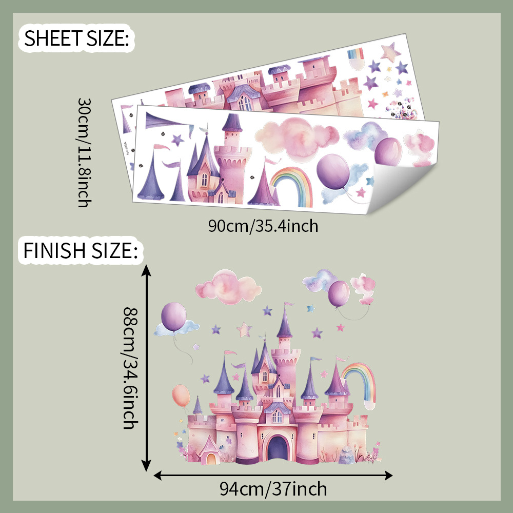 Pink Castle Wall Stickers Clou - Baby Nursery Wall Mural reseña y precio