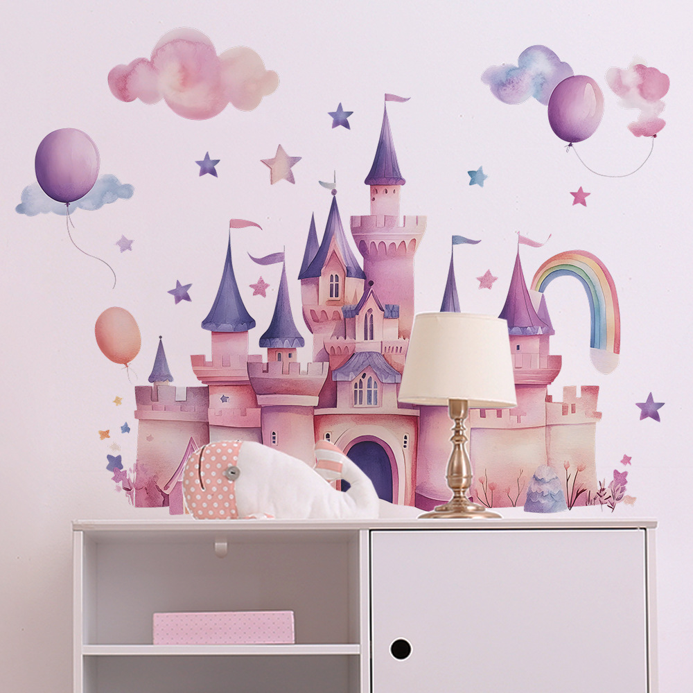 Pink Castle Wall Stickers Clou - Baby Nursery Wall Mural reseña y precio