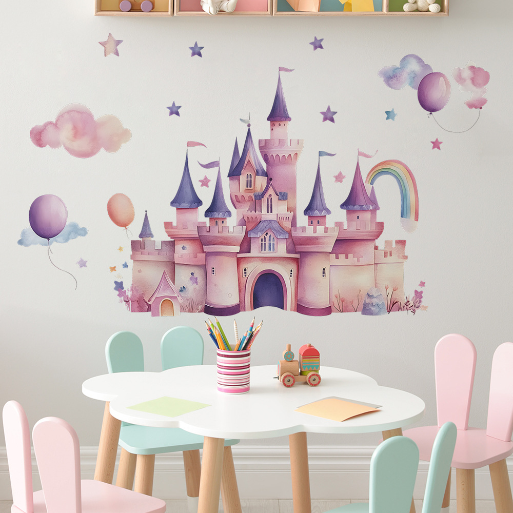 Pink Castle Wall Stickers Clou - Baby Nursery Wall Mural reseña y precio