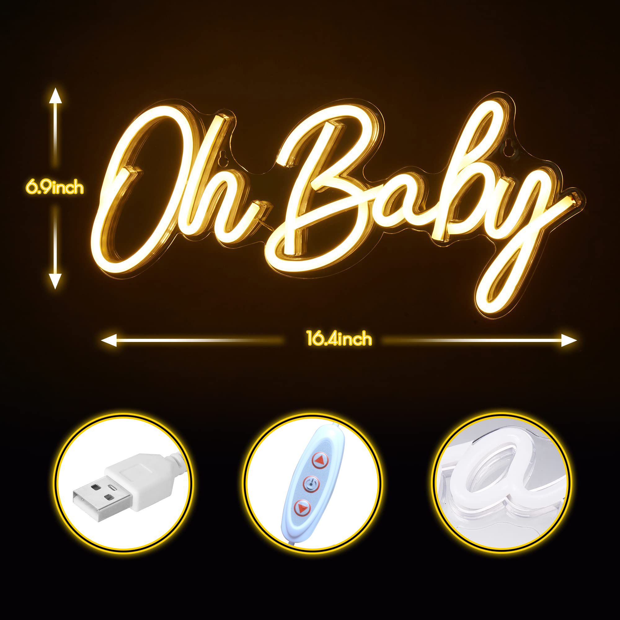 Oh Baby Neon Sign USB Dimmable - Baby Nursery Wall Lights reseña y precio
