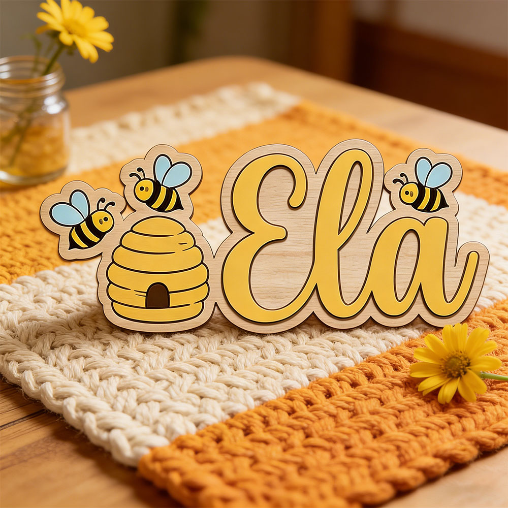 Personalized Cute Bee Hive Nam - Baby Nursery Name Sign reseña y precio