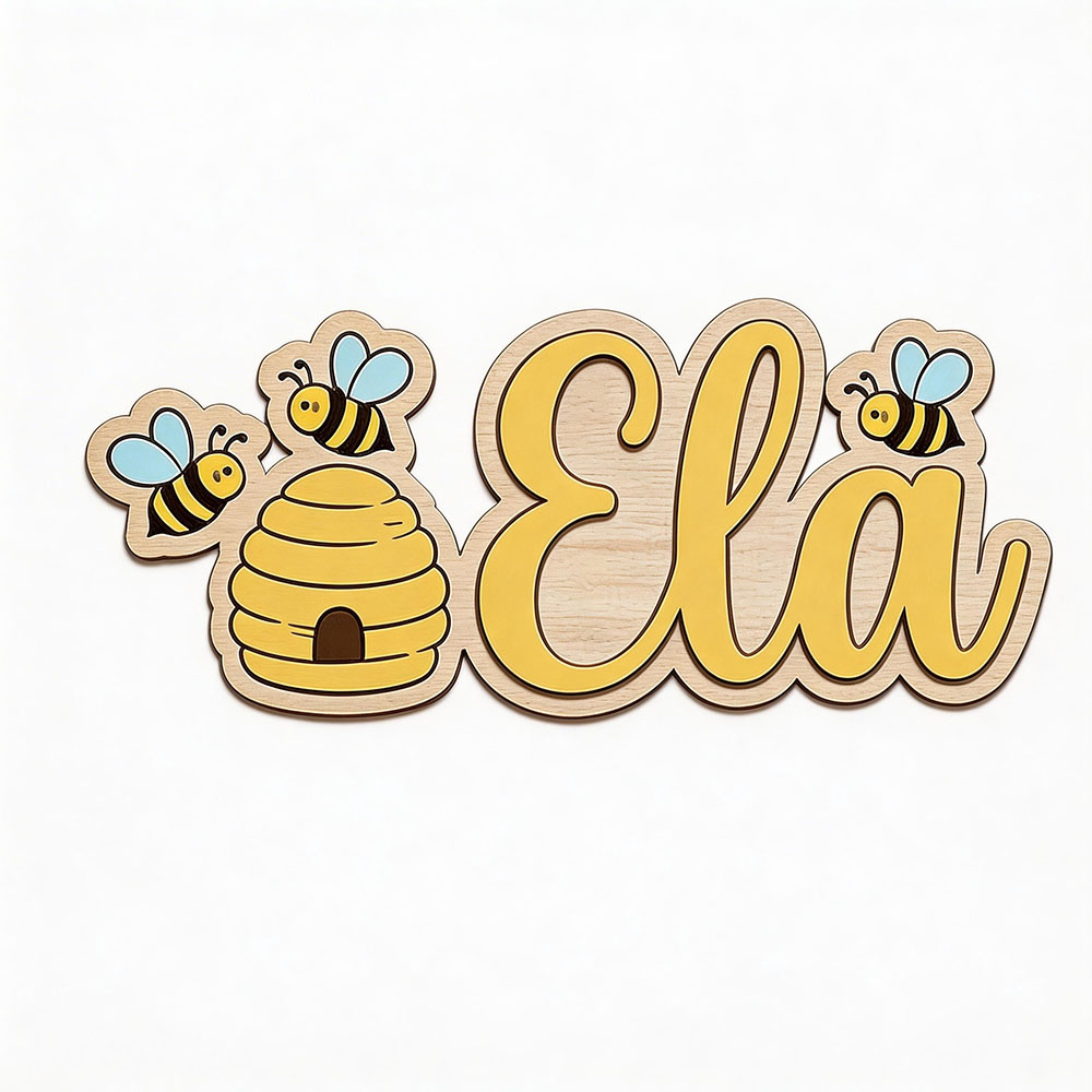 Personalized Cute Bee Hive Nam - Baby Nursery Name Sign reseña y precio