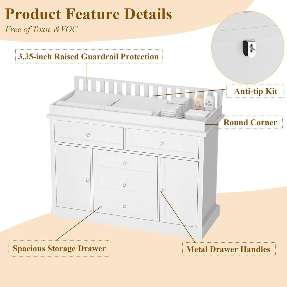 White Multi-Functional Baby Ch - Baby Nursery Table reseña y precio