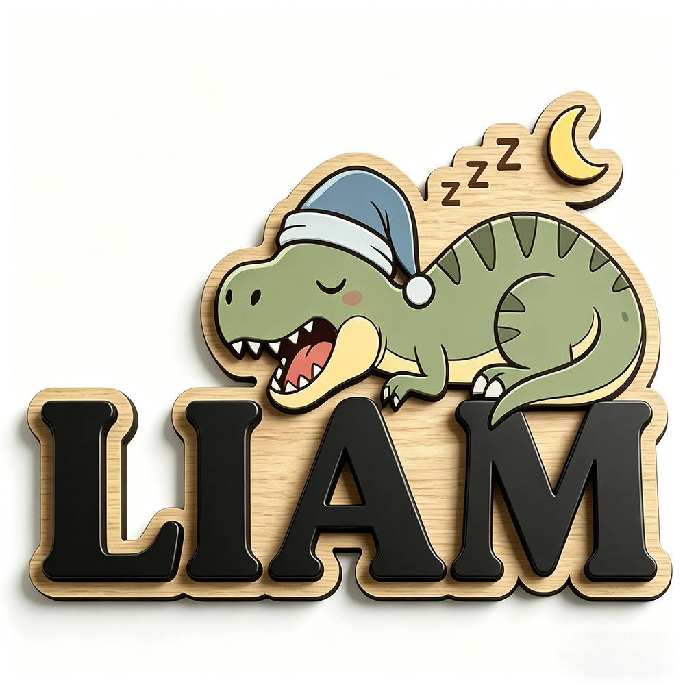 Personalized Sleepy Dinosaur N - Baby Nursery Kids reseña y precio