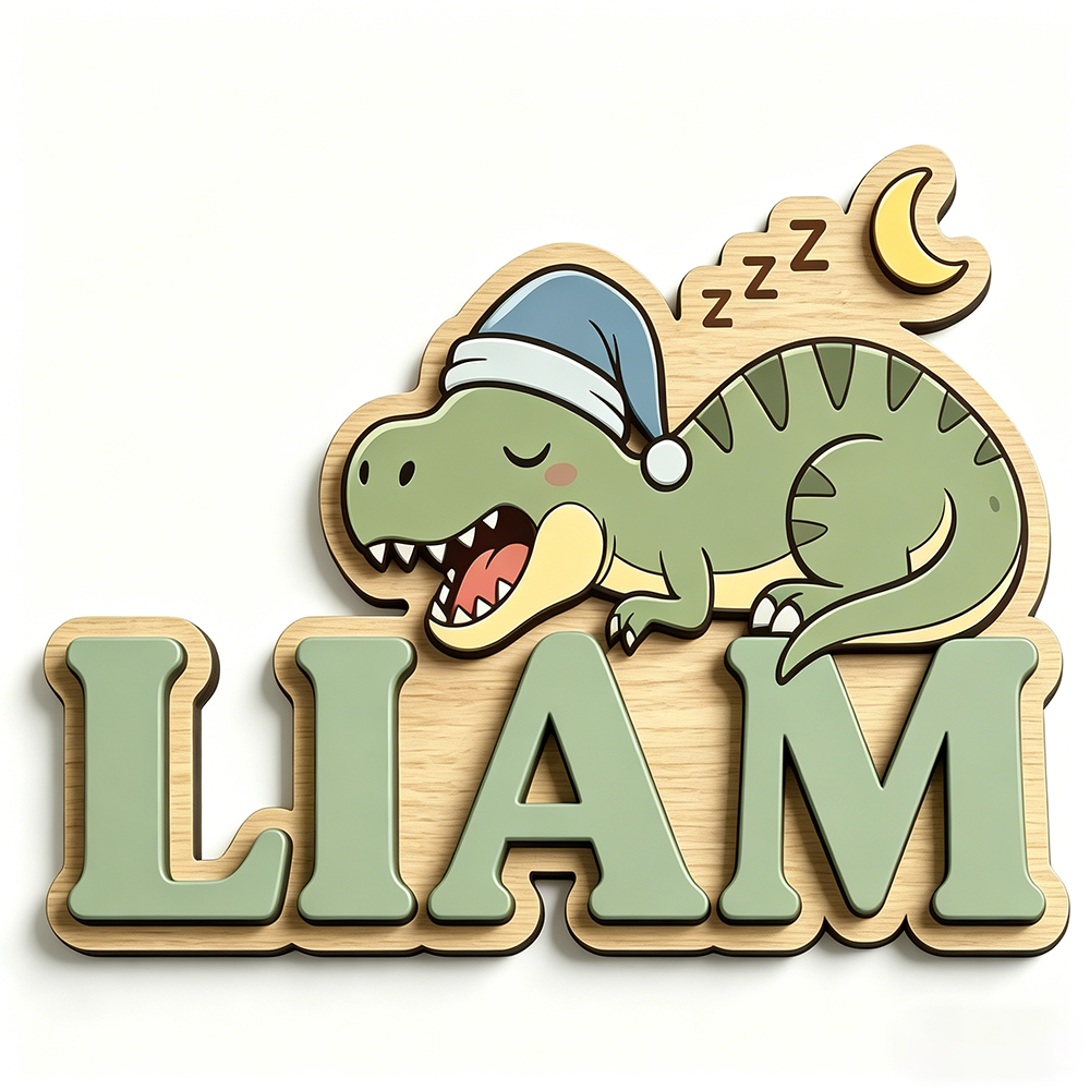 Personalized Sleepy Dinosaur N - Baby Nursery Kids reseña y precio