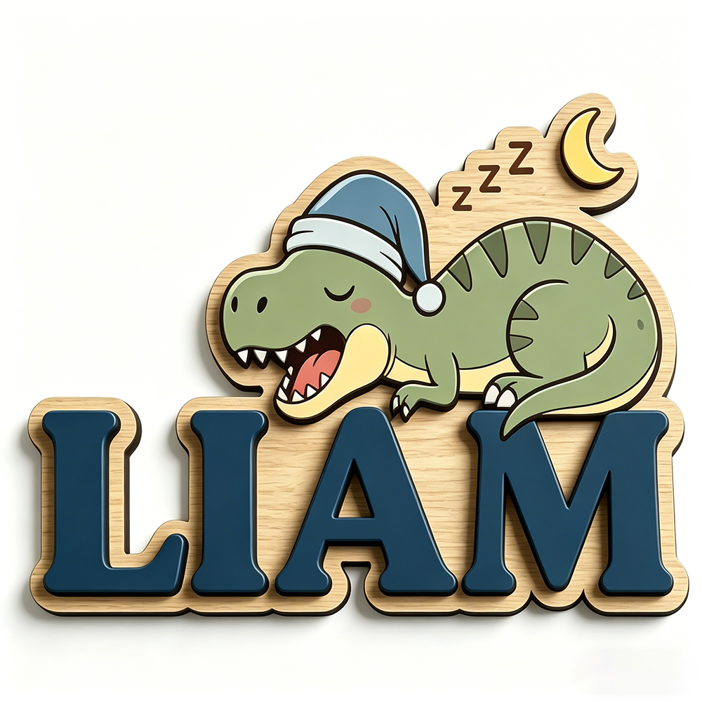 Personalized Sleepy Dinosaur N - Baby Nursery Kids reseña y precio