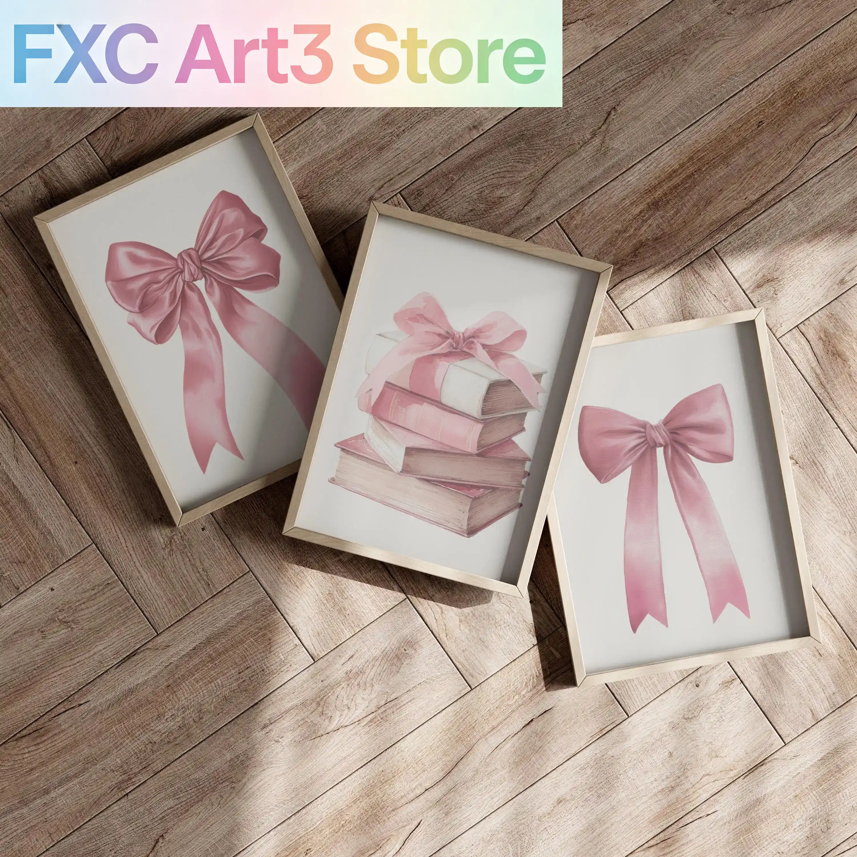 3pcs/Set frameless,Pink Bows W - Baby Nursery Frames reseña y precio