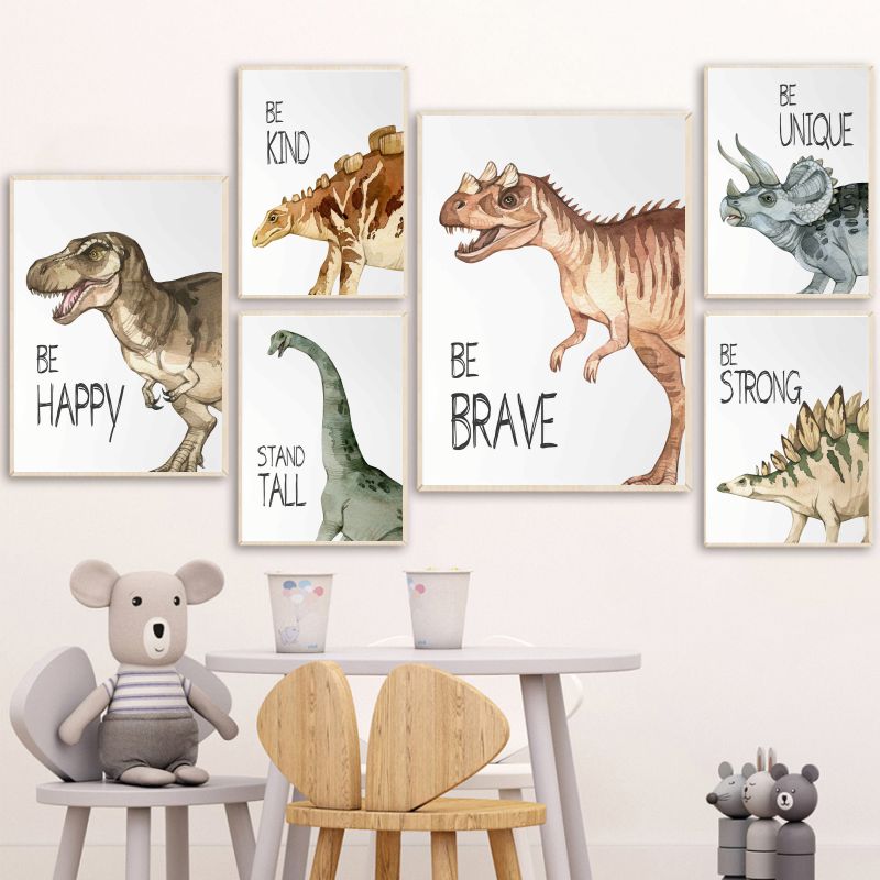 Watercolor Dinosaur Poster Nur - Baby Nursery Kids reseña y precio