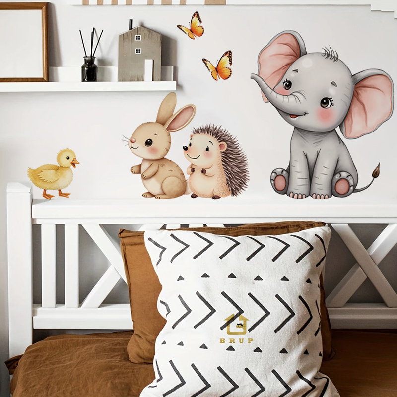Cartoon Animal Wall Sticker -  - Baby Nursery Wall Mural reseña y precio