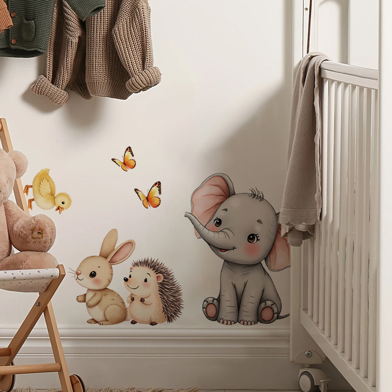 Cartoon Animal Wall Sticker -  - Baby Nursery Wall Mural reseña y precio