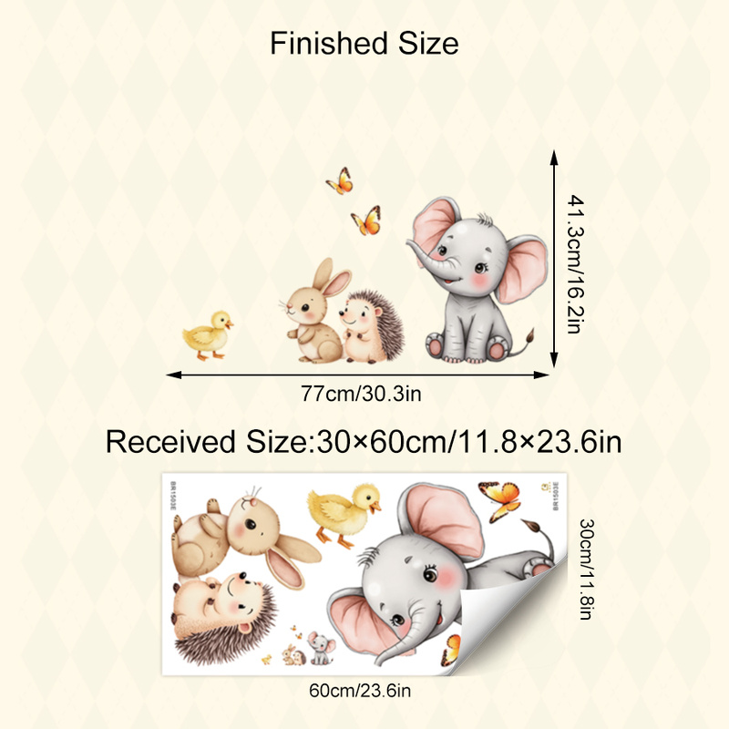 Cartoon Animal Wall Sticker -  - Baby Nursery Wall Mural reseña y precio