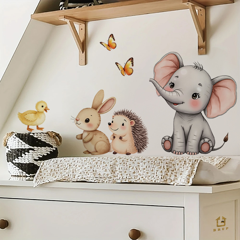 Cartoon Animal Wall Sticker -  - Baby Nursery Wall Mural reseña y precio