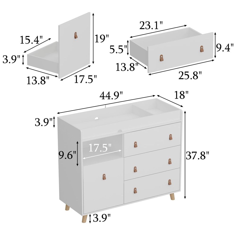 White 4-Drawer Nursery Dresser - Baby Nursery Table reseña y precio