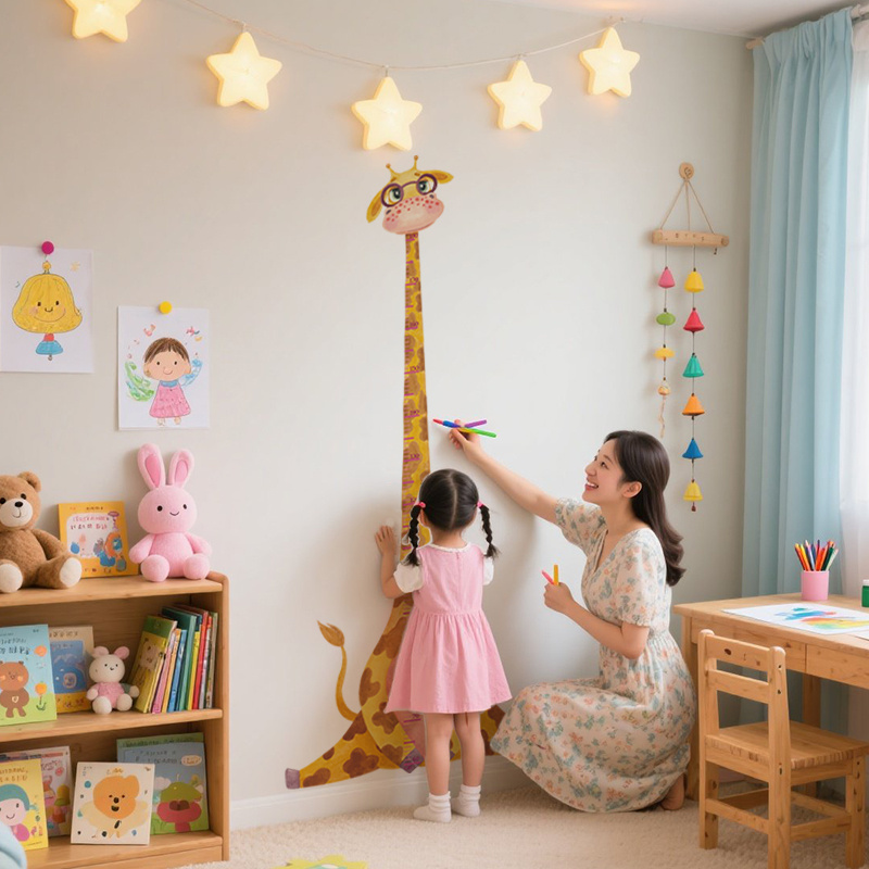 Giraffe Growth Chart Wall Stic - Baby Nursery Wall Mural reseña y precio