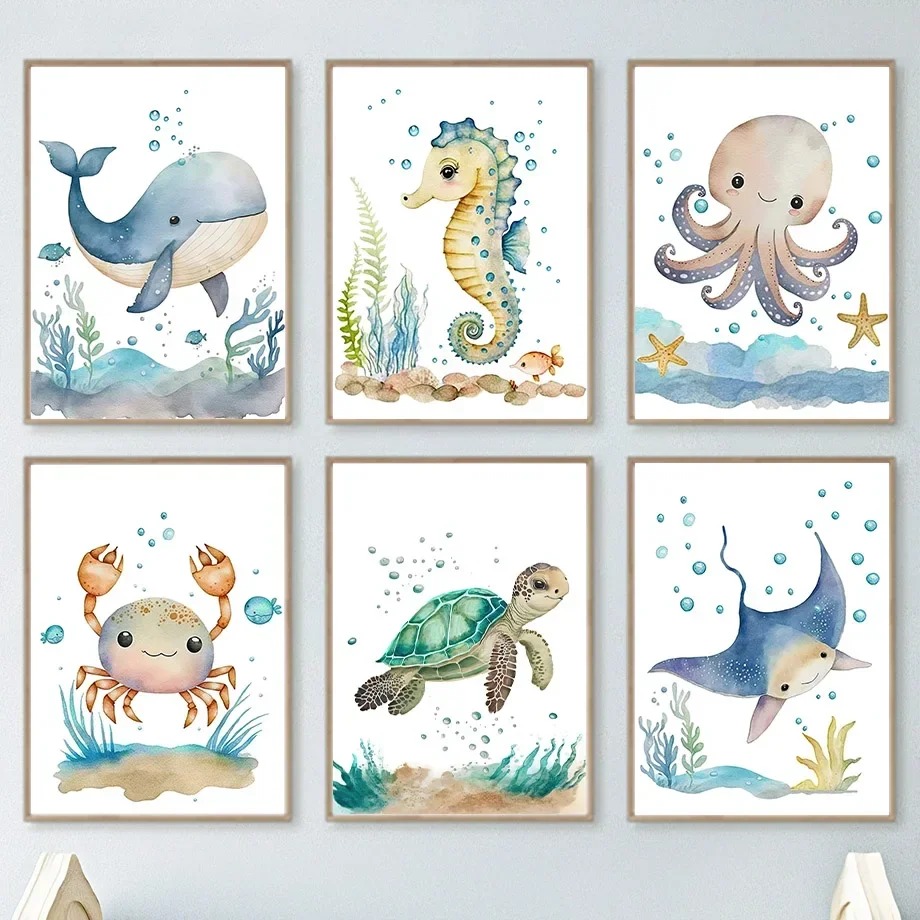 Cute Whale Sea Horse Octopus C - Baby Nursery Kids reseña y precio
