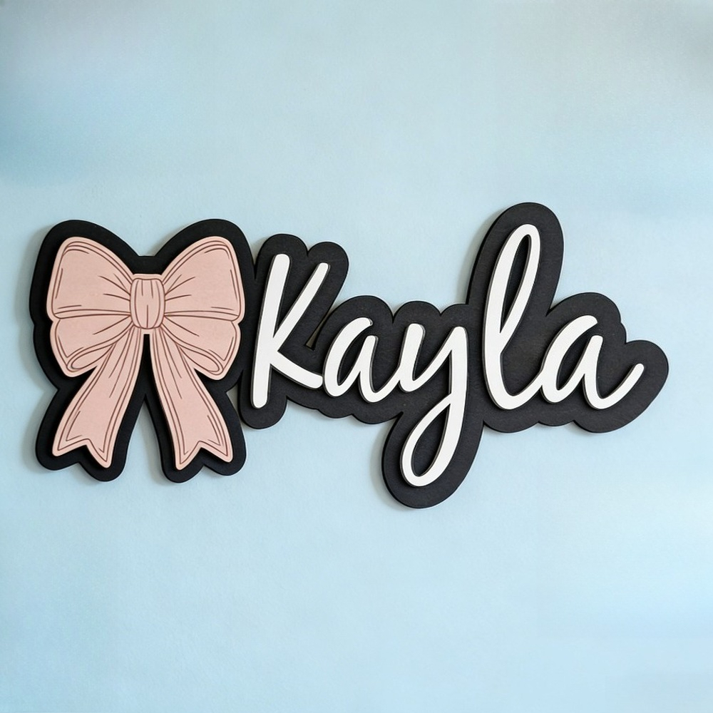 Customizable Bow-Shaped Wooden - Baby Nursery Name Sign reseña y precio