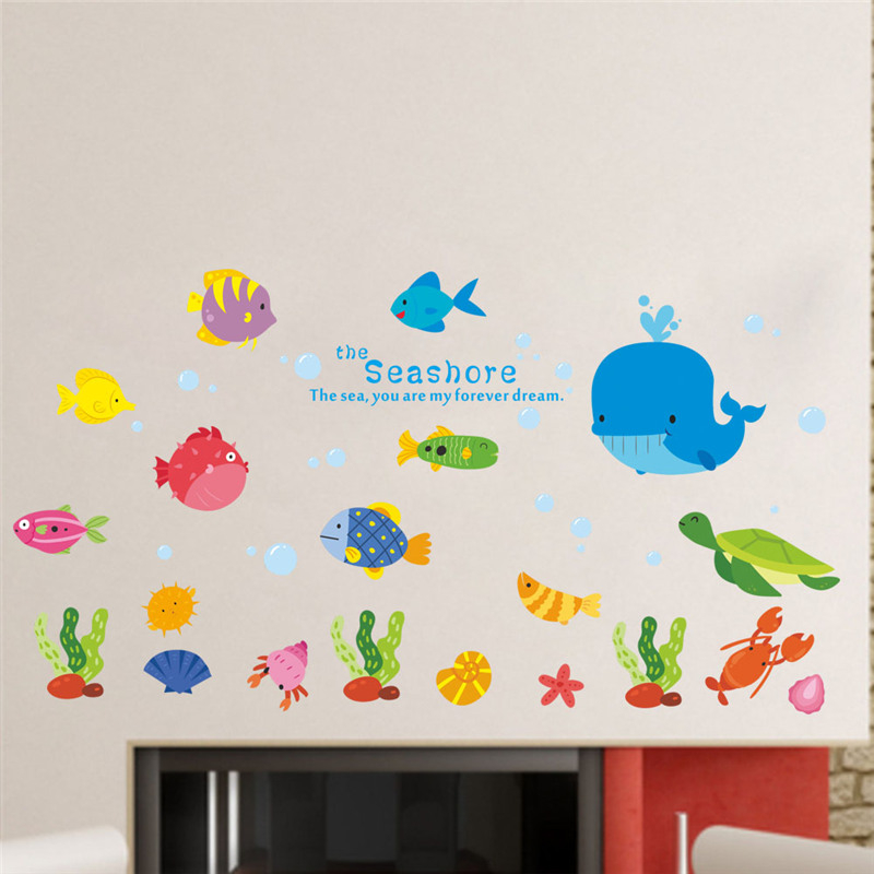 Cute Fishes Whale Shark Sealif - Baby Nursery Wall Mural reseña y precio