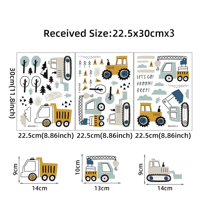 Hand Drawn Cute Cars Cargo Tru - Baby Nursery Wall Mural reseña y precio