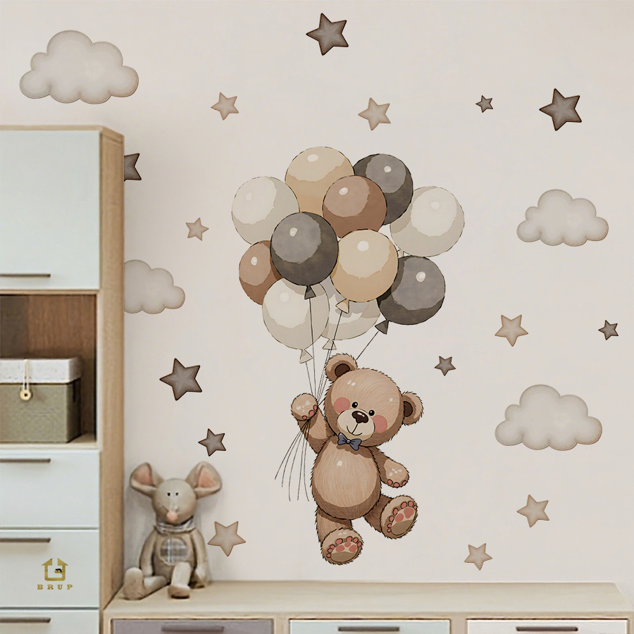 Adorable Teddy Bear Wall Decal - Baby Nursery Kids reseña y precio