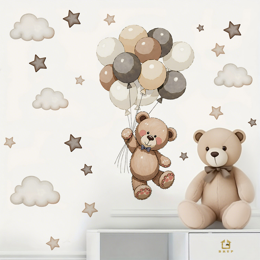 Adorable Teddy Bear Wall Decal - Baby Nursery Kids reseña y precio
