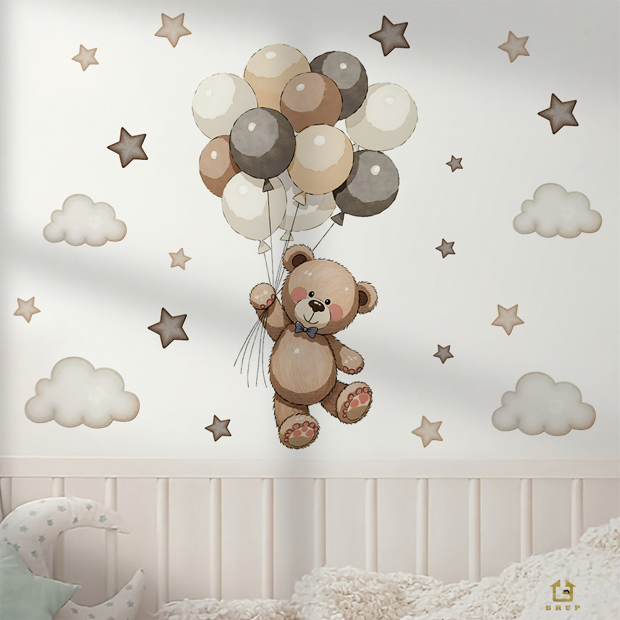 Adorable Teddy Bear Wall Decal - Baby Nursery Kids reseña y precio