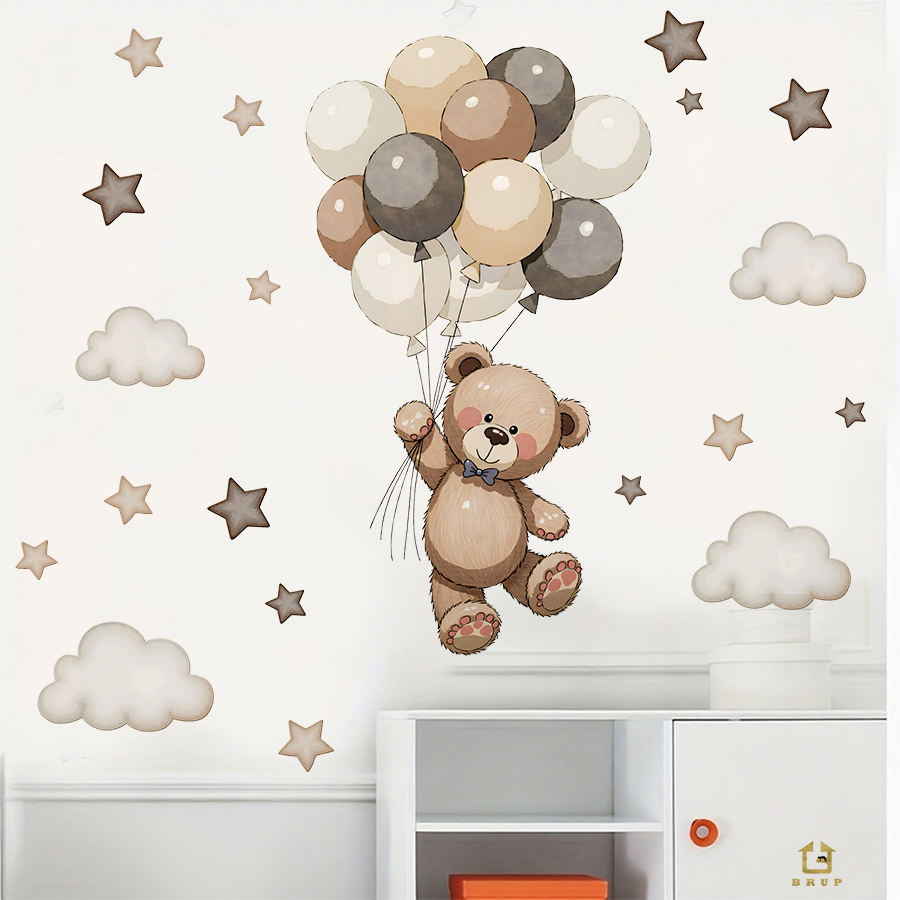 Adorable Teddy Bear Wall Decal - Baby Nursery Kids reseña y precio