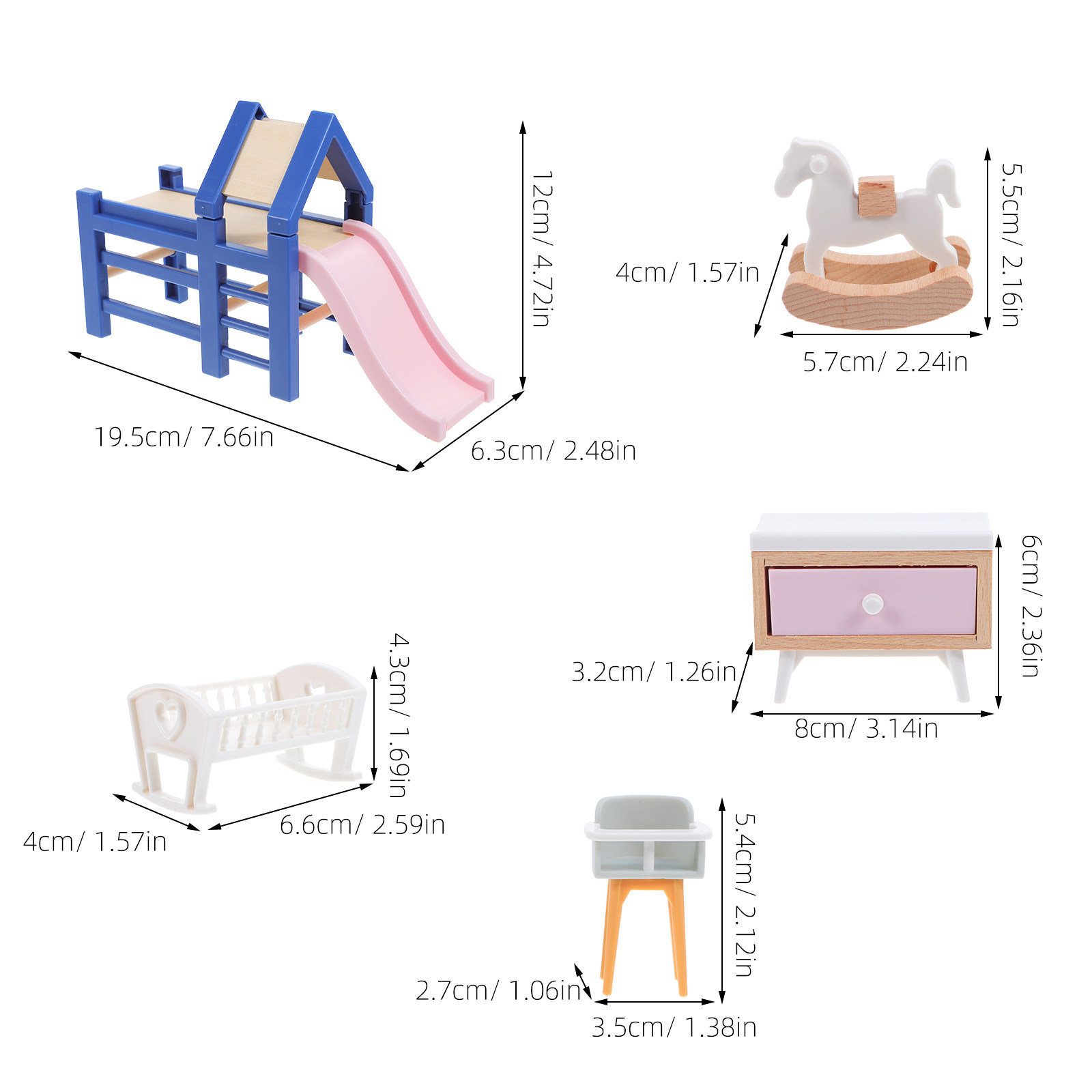 1 Set Miniature Dollhouse Furn - Baby Nursery Furniture Sets reseña y precio