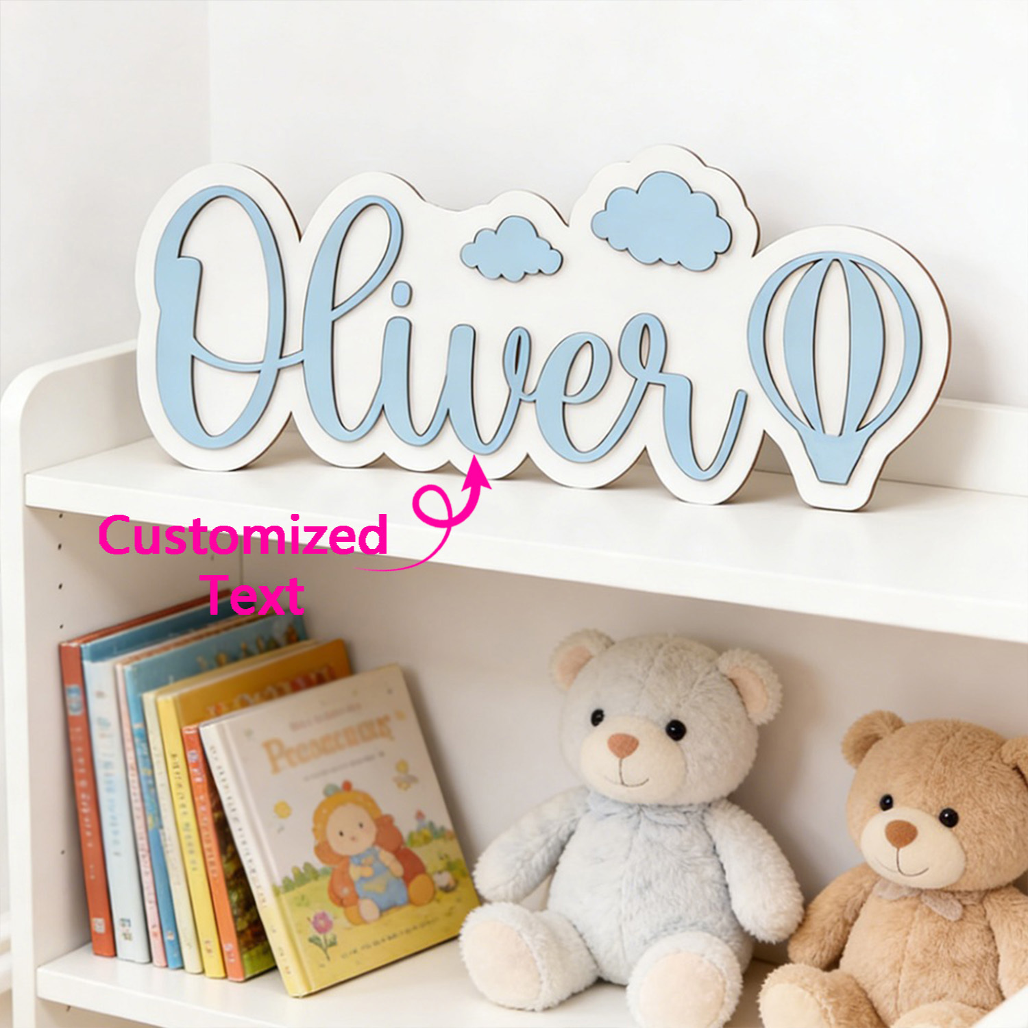 Personalized Hot Air Balloon & - Baby Nursery Name Sign reseña y precio