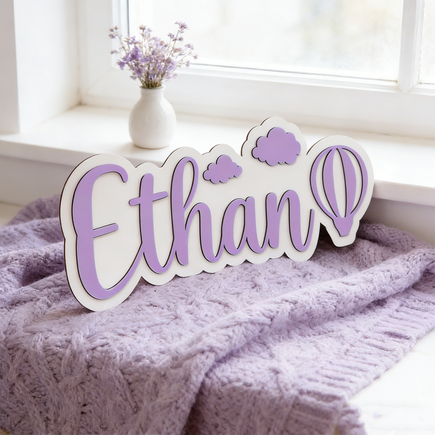 Personalized Hot Air Balloon & - Baby Nursery Name Sign reseña y precio