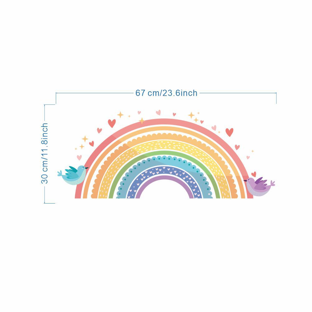 Colorful Rainbow Bird Love Wal - Baby Nursery Wall Mural reseña y precio