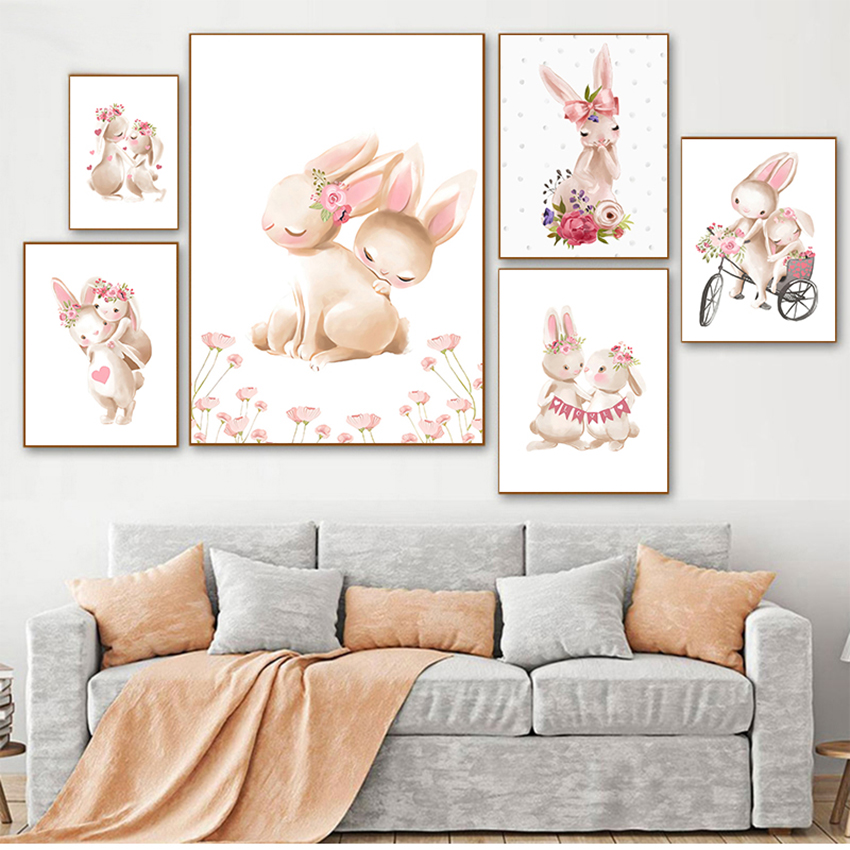 Pink Flowers Cartoon Picture G - Baby Nursery Art reseña y precio