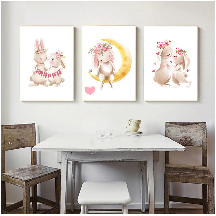 Pink Flowers Cartoon Picture G - Baby Nursery Art reseña y precio