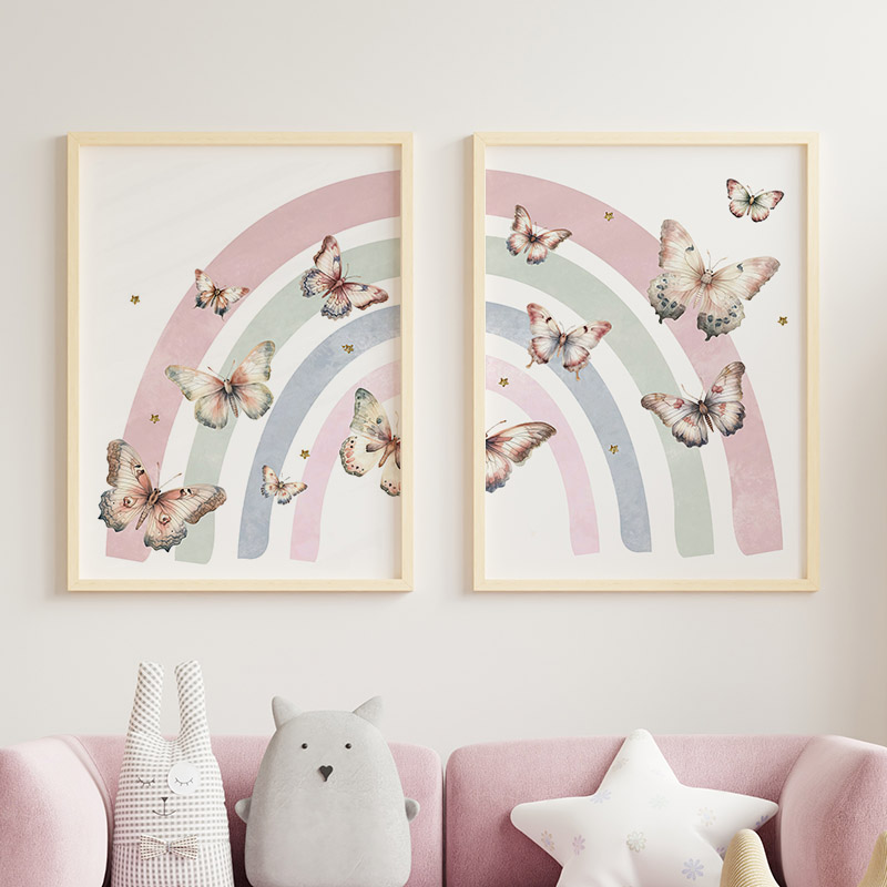Pink Rainbow Butterfly Custom  - Baby Nursery Kids reseña y precio
